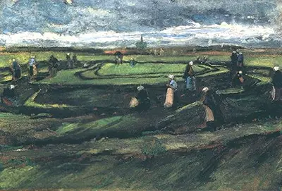 Frauen Flicken von Netzen in den Dünen Vincent van Gogh